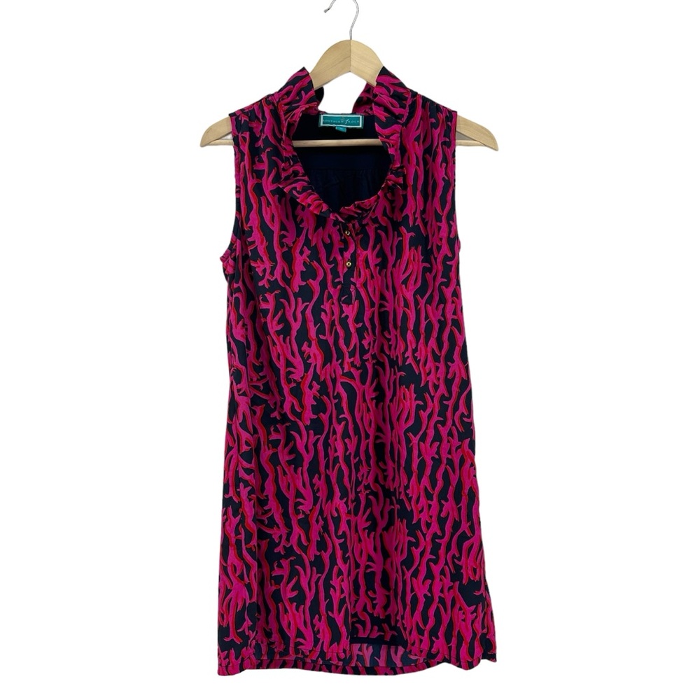 Southern Frock Sleeveless Ruffle Neckline Shift Dress